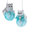 Kurt Adler Tiffany Cat on Ball Ornament