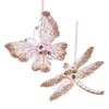 Kurt Adler Boho Chic Pink Acrylic Butterfly and Dragonfly Ornament