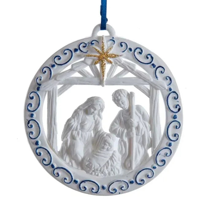 Kurt Adler Indigo Dreams Nativity Ornament | Putti Christmas Decorations 