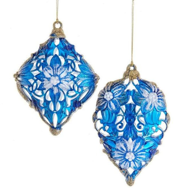 Kurt Adler Blue and White Oval Acrylic Ornament | Putti Christmas Canada 