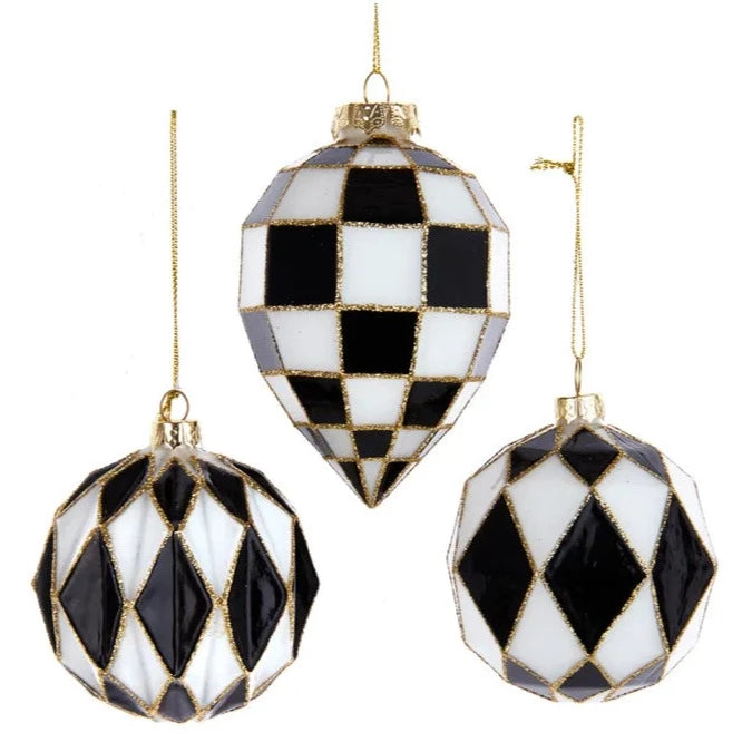 Black and White Glass Ornament