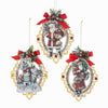 Vintage Santa Scroll With Red Bow and Pinecone Ornaments | Putti Christmas
