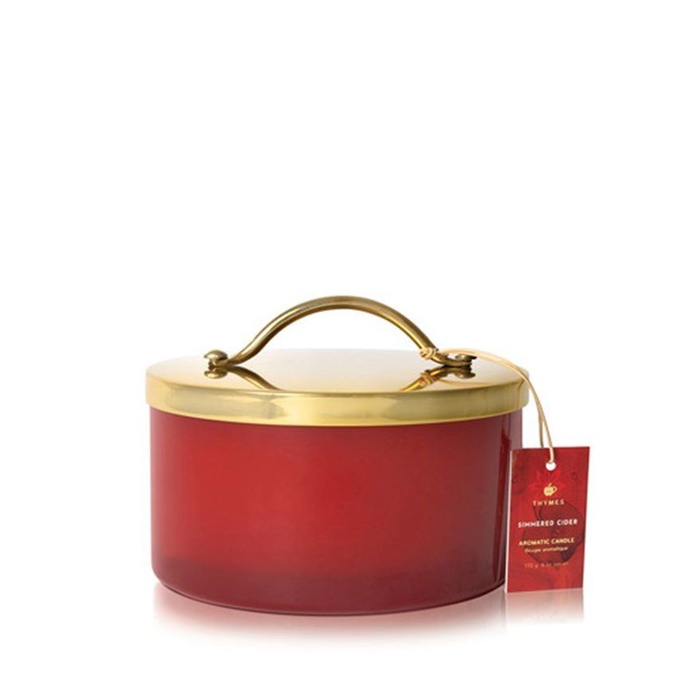 Thymes Simmered Cider 4 Wick Candle Harvest Red | Putti Fine Furnishings 