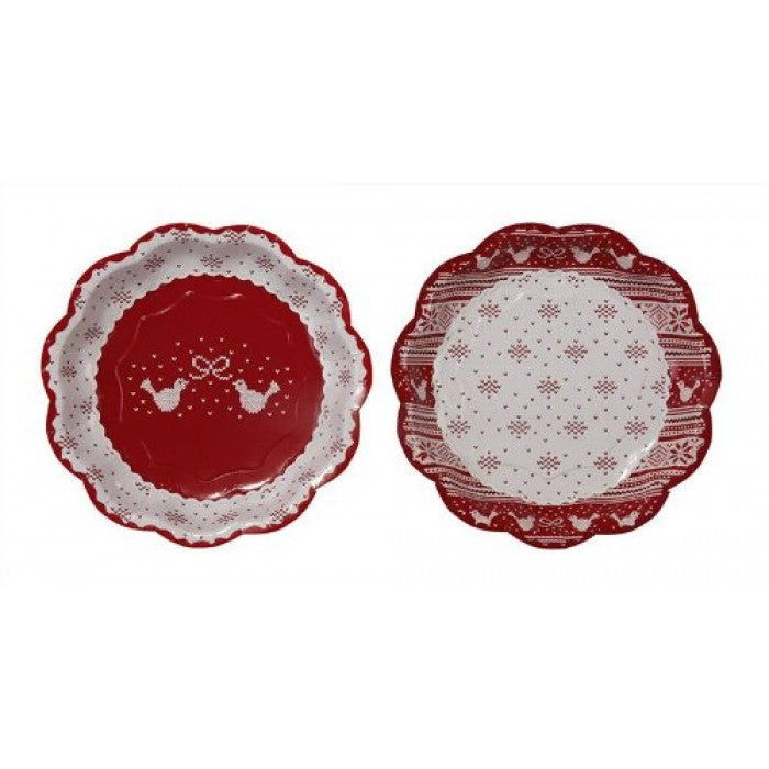  Red & White "Knitted Noel" Christmas Paper Plate, TT-Talking Tables, Putti Fine Furnishings
