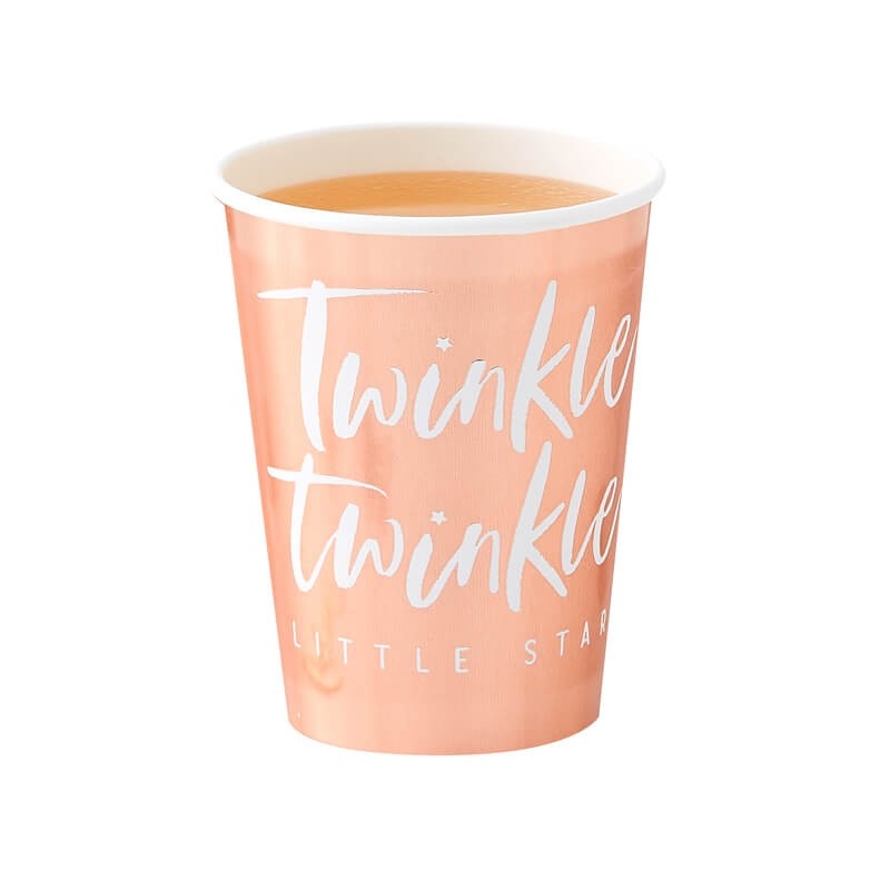 Ginger Ray Rose Gold "Twinkle Twinkle" Paper Cups | Putti Celebrations 