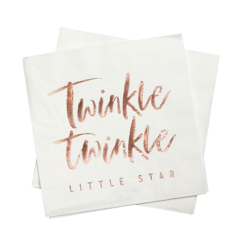 Rose Gold "Twinkle Twinkle" Paper Napkins - Lunch | Putti Celebrations