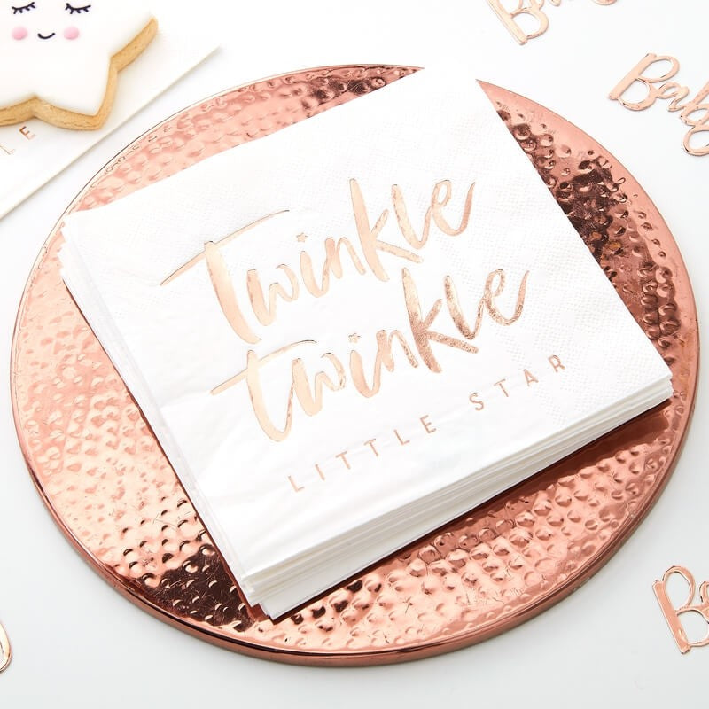 Rose Gold "Twinkle Twinkle" Paper Napkins - Lunch | Putti Celebrations