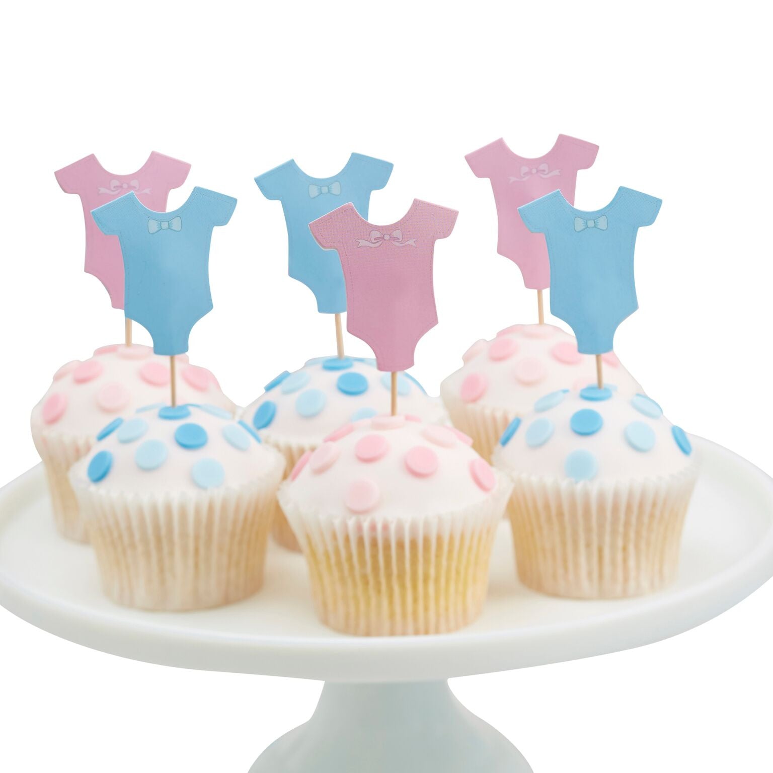  Pink and Blue Baby Grow Cup Cake Toppers, GR-Ginger Ray UK, Putti Fine Furnishings