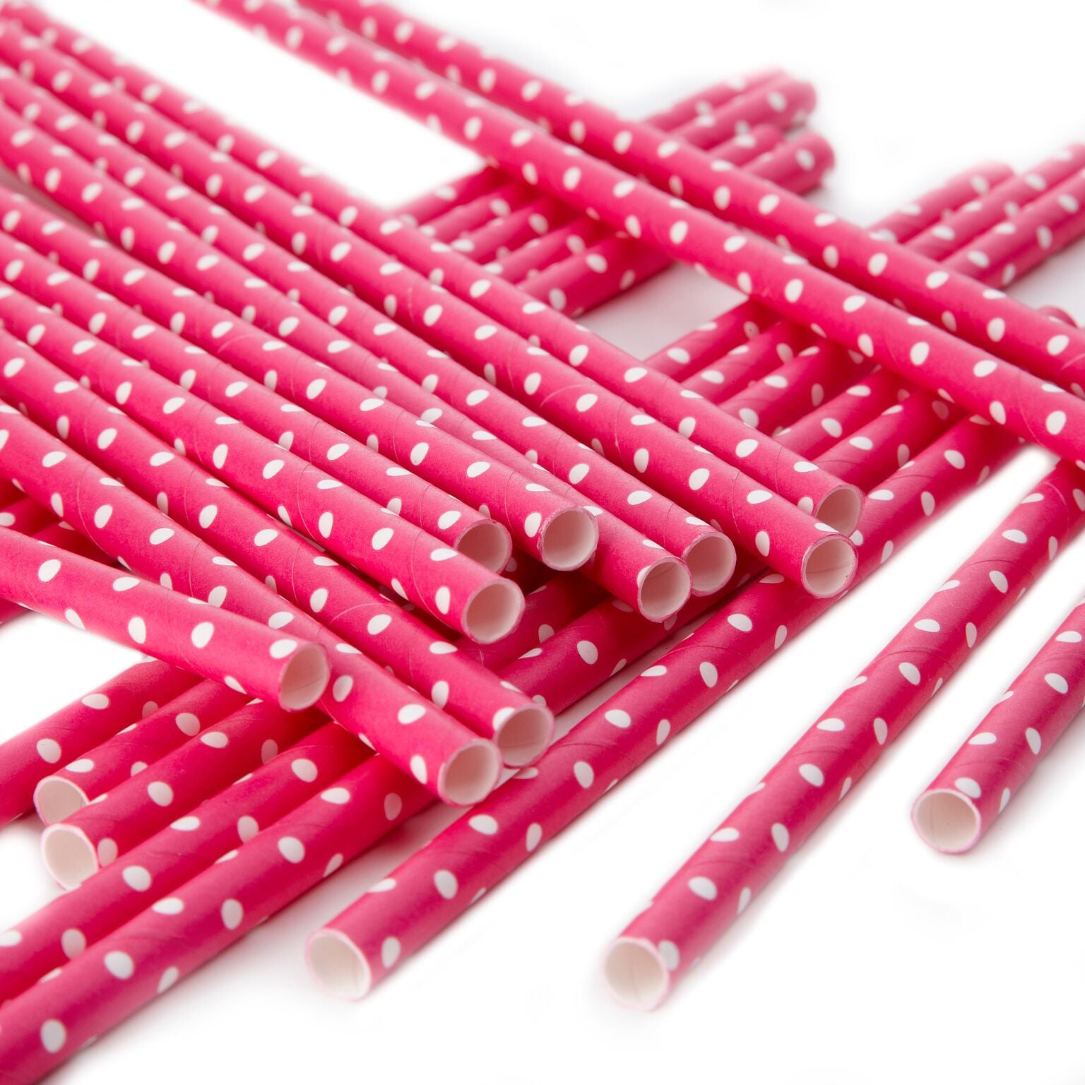  Polka Dot Paper Straws - Hot Pink and White, GR-Ginger Ray UK, Putti Fine Furnishings