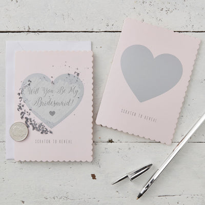 Pink "Will You Be My Bridesmaid" Scratch To Reveal Cards, GR-Ginger Ray UK, Putti Fine Furnishings