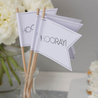 Wedding Flags - White and Metallic Silver, GR-Ginger Ray UK, Putti Fine Furnishings