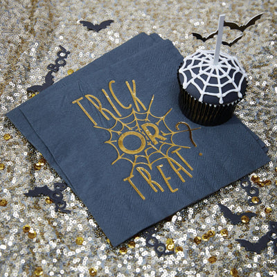 Gold Foiled "Trick or Treat" Halloween Napkins, GR-Ginger Ray UK, Putti Fine Furnishings