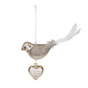 Bird Dangle Heart Glass Ornament - Friend