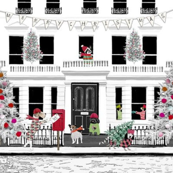  Sally Scaffardi Design London Townhouse with Dogs Christmas Greeting Card